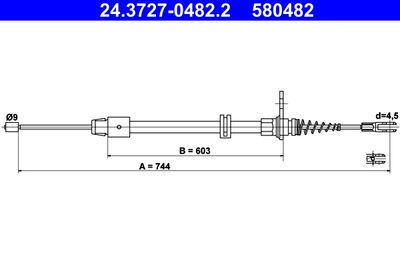 Cable Pull, parking brake ATE 24.3727-0482.2