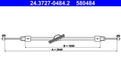 Cable Pull, parking brake ATE 24.3727-0484.2