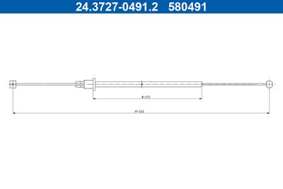 Cable Pull, parking brake ATE 24.3727-0491.2