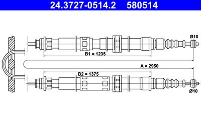 Cable Pull, parking brake ATE 24.3727-0514.2