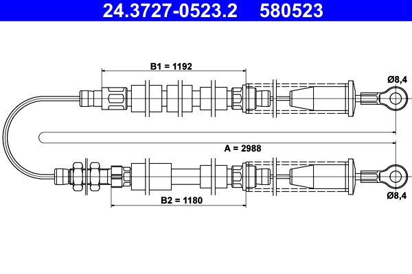 ATE 24.3727-0523.2 Cable Pull, parking brake