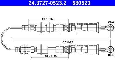 Cable Pull, parking brake ATE 24.3727-0523.2