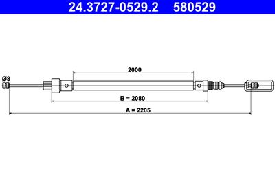 Cable Pull, parking brake ATE 24.3727-0529.2