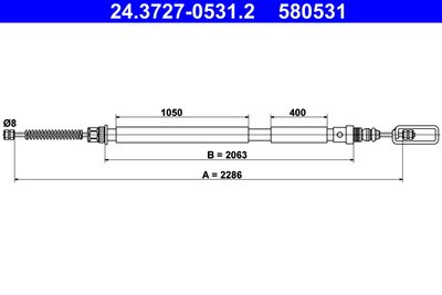 Cable Pull, parking brake ATE 24.3727-0531.2