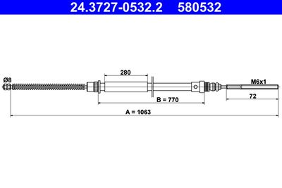 Cable Pull, parking brake ATE 24.3727-0532.2
