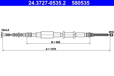 Cable Pull, parking brake ATE 24.3727-0535.2