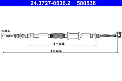 Cable Pull, parking brake ATE 24.3727-0536.2
