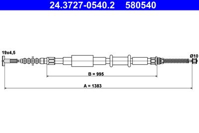 Cable Pull, parking brake ATE 24.3727-0540.2