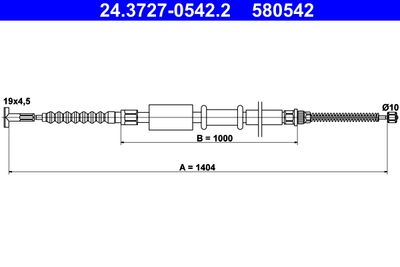Cable Pull, parking brake ATE 24.3727-0542.2