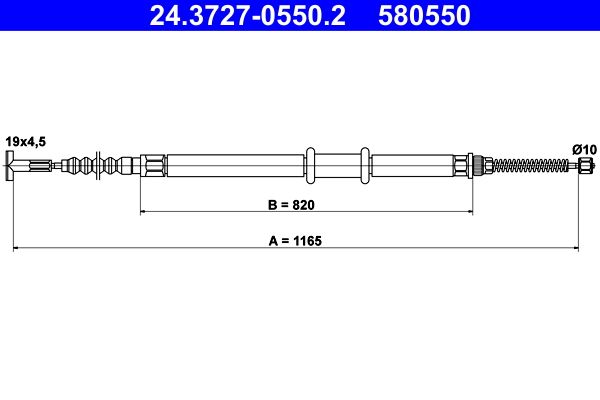 ATE 24.3727-0550.2 Cable Pull, parking brake