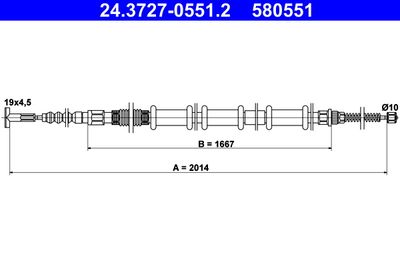 Cable Pull, parking brake ATE 24.3727-0551.2