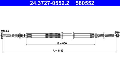 Cable Pull, parking brake ATE 24.3727-0552.2
