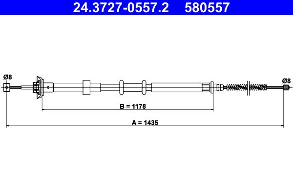 ATE 24.3727-0557.2 Cable Pull, parking brake