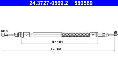 Cable Pull, parking brake ATE 24.3727-0569.2
