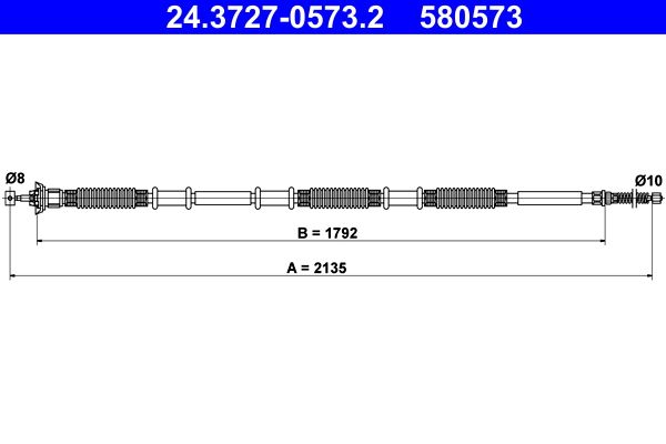 ATE 24.3727-0573.2 Cable Pull, parking brake