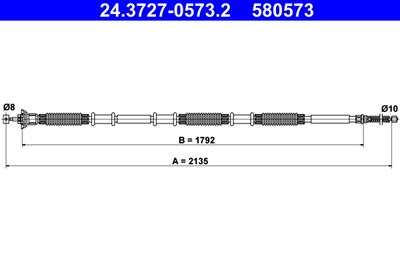 Cable Pull, parking brake ATE 24.3727-0573.2