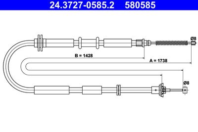 Cable Pull, parking brake ATE 24.3727-0585.2
