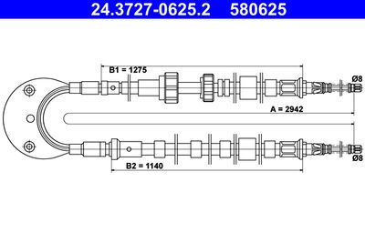 Cable Pull, parking brake ATE 24.3727-0625.2