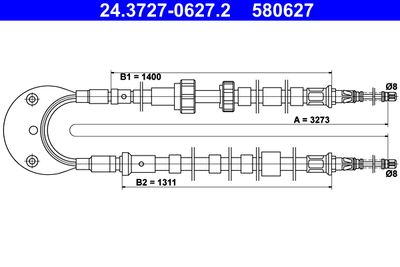 Cable Pull, parking brake ATE 24.3727-0627.2