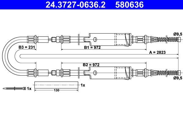 ATE 24.3727-0636.2 Cable Pull, parking brake