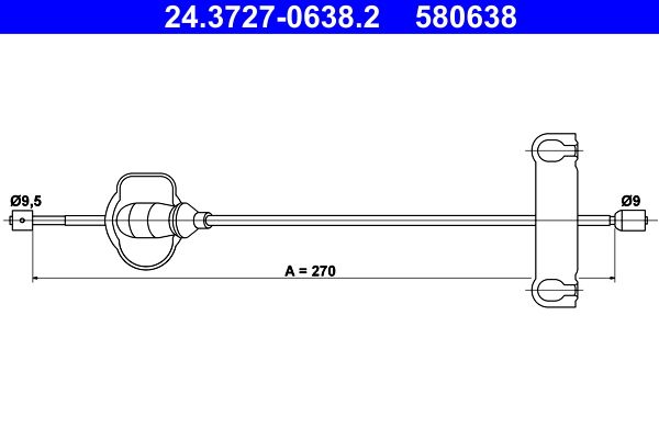 ATE 24.3727-0638.2 Cable Pull, parking brake