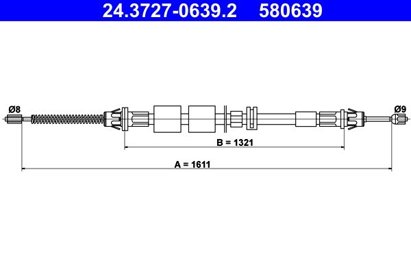 ATE 24.3727-0639.2 Cable Pull, parking brake