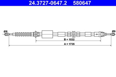 Cable Pull, parking brake ATE 24.3727-0647.2