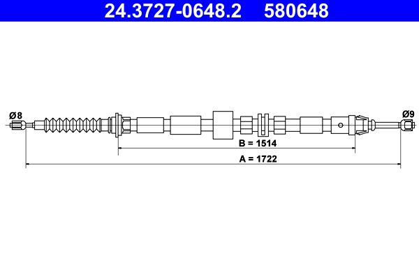 ATE 24.3727-0648.2 Cable Pull, parking brake