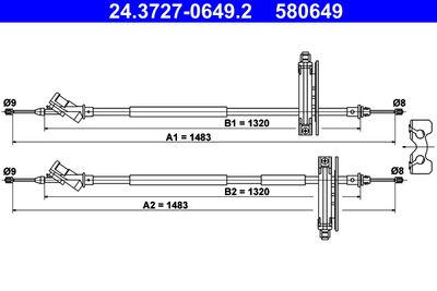 Cable Pull, parking brake ATE 24.3727-0649.2