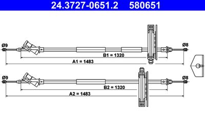 Cable Pull, parking brake ATE 24.3727-0651.2