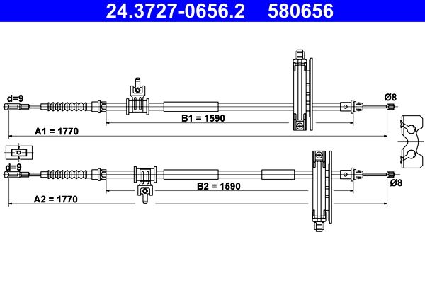 ATE 24.3727-0656.2 Cable Pull, parking brake