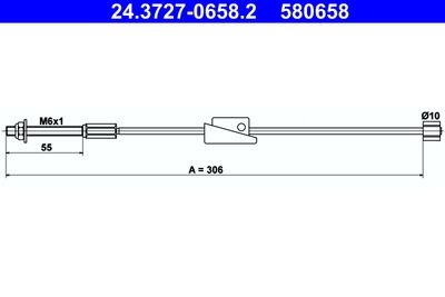 Cable Pull, parking brake ATE 24.3727-0658.2