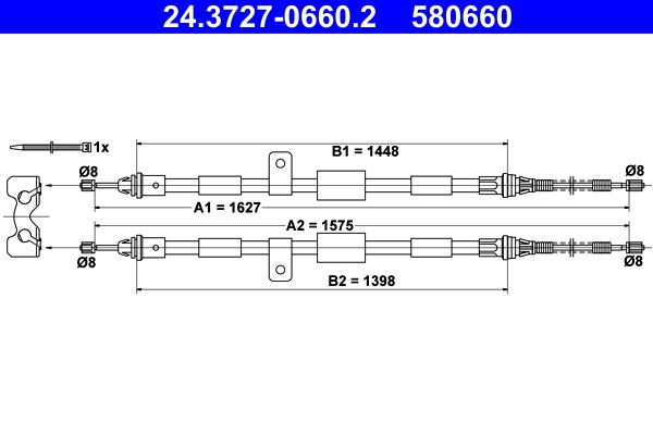 ATE 24.3727-0660.2 Cable Pull, parking brake