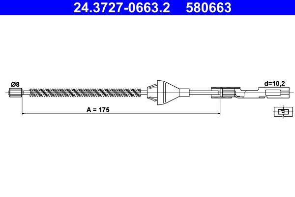 ATE 24.3727-0663.2 Cable Pull, parking brake