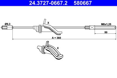 Cable Pull, parking brake ATE 24.3727-0667.2