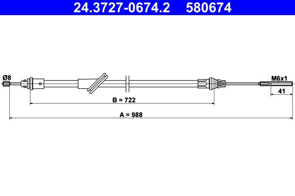ATE 24.3727-0674.2 Cable Pull, parking brake