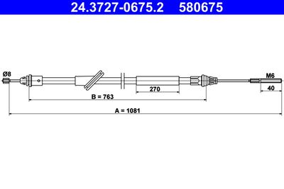 Cable Pull, parking brake ATE 24.3727-0675.2