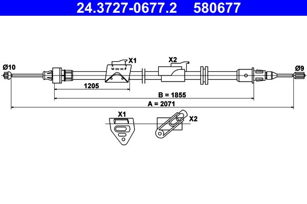 ATE 24.3727-0677.2 Cable Pull, parking brake