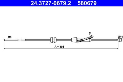 Cable Pull, parking brake ATE 24.3727-0679.2
