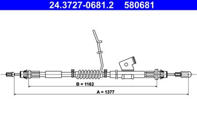Cable Pull, parking brake ATE 24.3727-0681.2