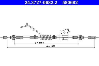 Cable Pull, parking brake ATE 24.3727-0682.2