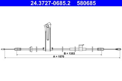 Cable Pull, parking brake ATE 24.3727-0685.2