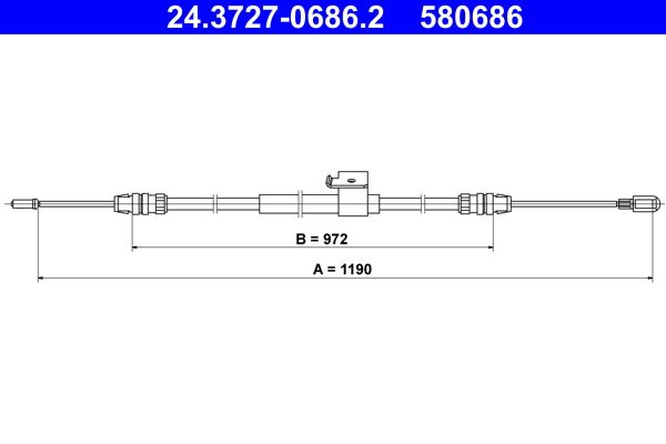 ATE 24.3727-0686.2 Cable Pull, parking brake