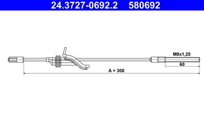 Cable Pull, parking brake ATE 24.3727-0692.2