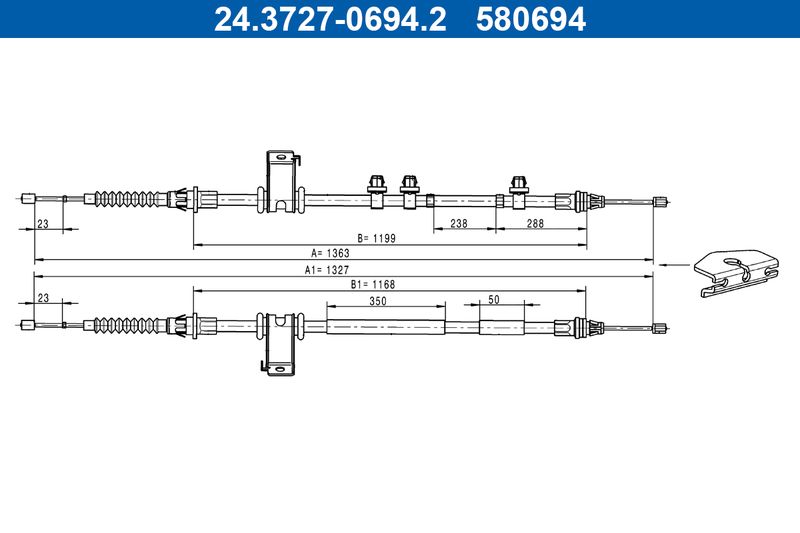 ATE 24.3727-0694.2 Cable Pull, parking brake