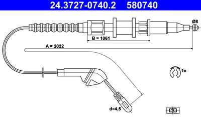 Cable Pull, parking brake ATE 24.3727-0740.2