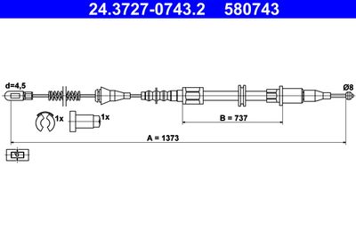 Cable Pull, parking brake ATE 24.3727-0743.2