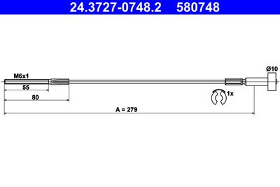 Cable Pull, parking brake ATE 24.3727-0748.2