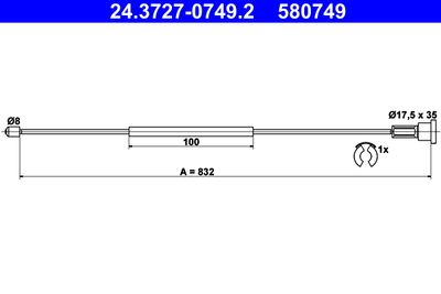 Cable Pull, parking brake ATE 24.3727-0749.2