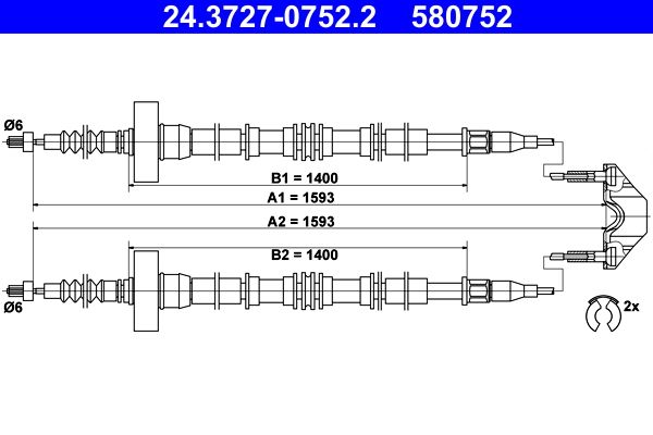 ATE 24.3727-0752.2 Cable Pull, parking brake